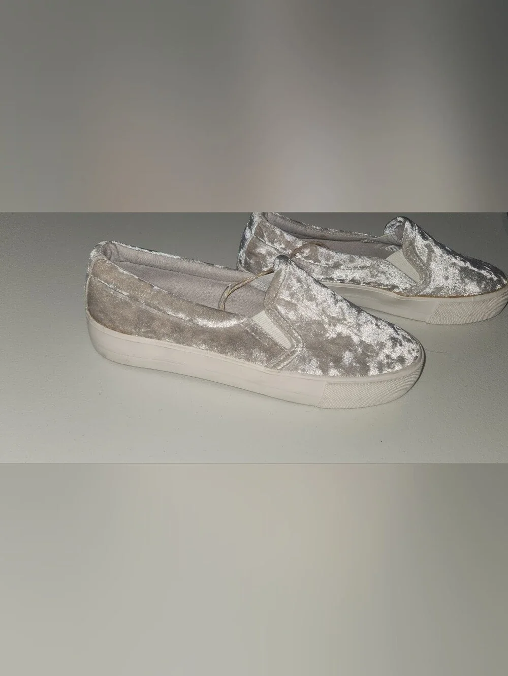 American Eagle Outfitters Silver Velvet Slip-On Sneakers Size 8